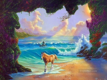 JW cheval par les vagues Peinture à l'huile